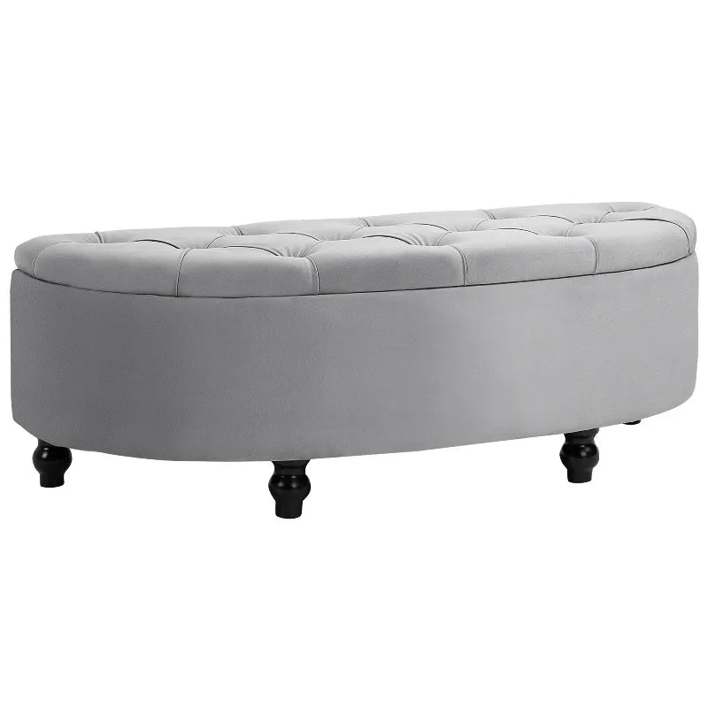 Banc Coffre Velours Gris | Design Chic et Rangement Discret