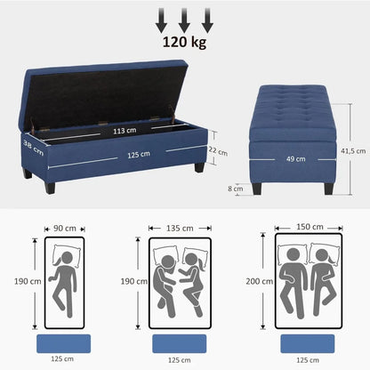 Banc Bout de lit au Design Nordique | Tissu Effet Lin et Finition Bois Naturel