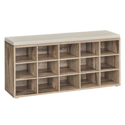 Banc à Chaussures Design Scandinave avec Assise Rembourrée | 9 Compartiments