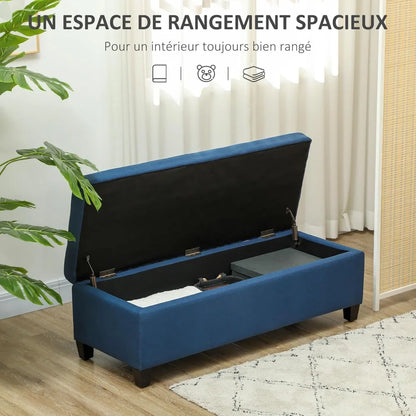 Banc Bout de lit au Design Nordique | Tissu Effet Lin et Finition Bois Naturel