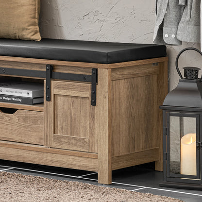 Banc à Chaussures Scandinave Décoratif avec Rangement | Bois Naturel et Assise Confort