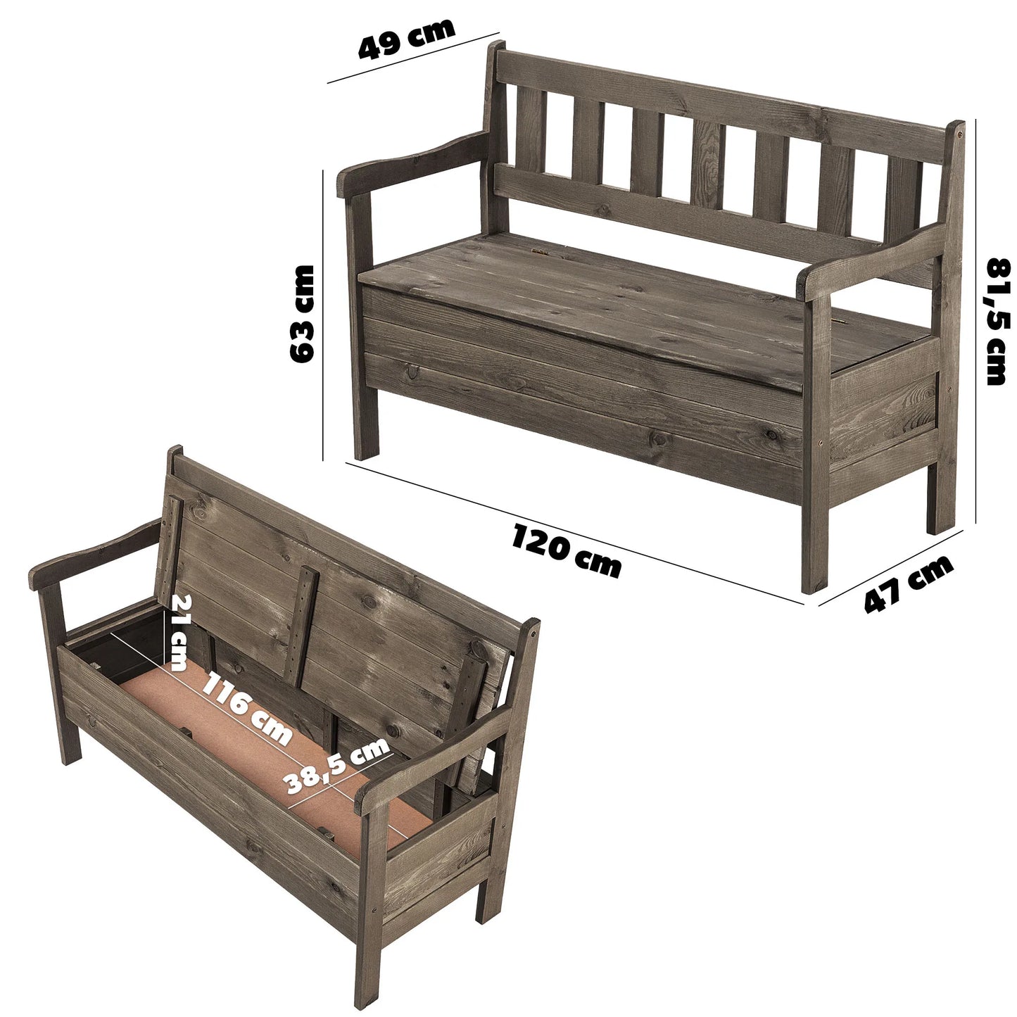 Banc de Jardin Classique en Bois avec Coffre | Rangement Discret