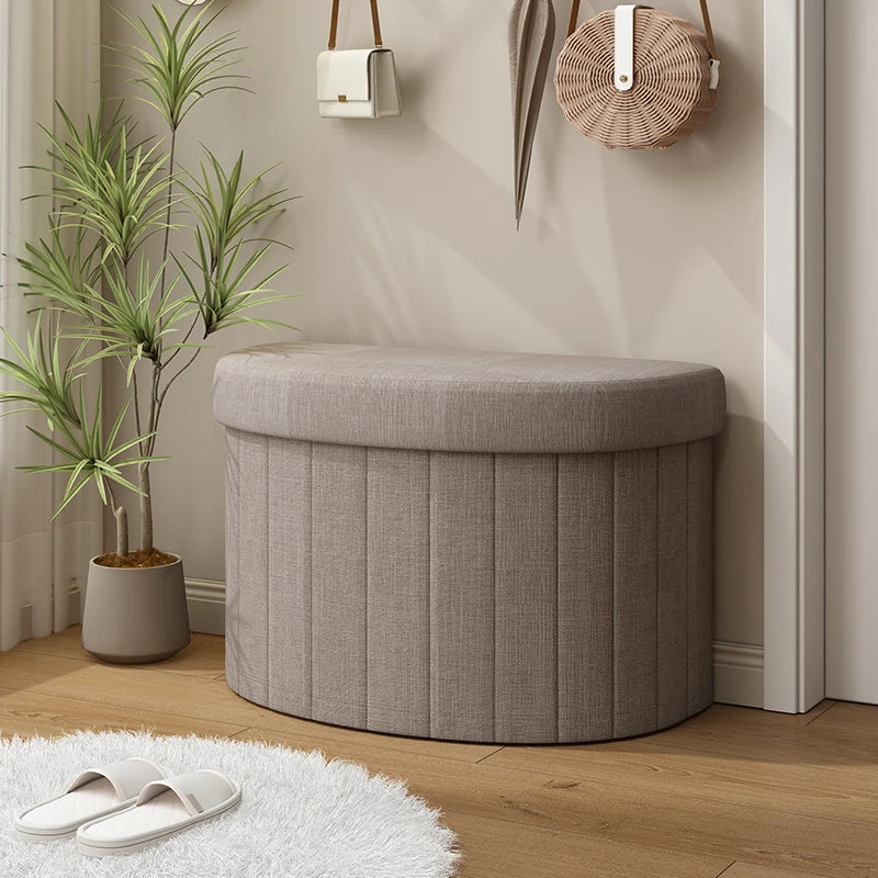 Banc Coffre de Rangement Demi-Cercle | Design Épuré et Décoratif
