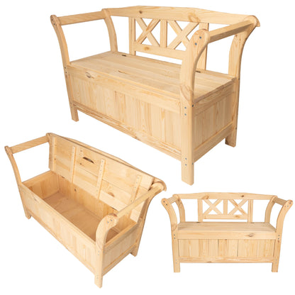 Banc de Jardin Coffre en Pin au Design Classique | Assise et Rangement