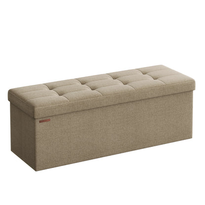 Banc Coffre Pliable en Tissu Lin | Rangement Spacieux et Design Élégant