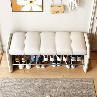 Banc à chaussures design moderne Maison Banc avec assise confortable en blanc, 100 cm de longueur, idéal pour l'entrée.