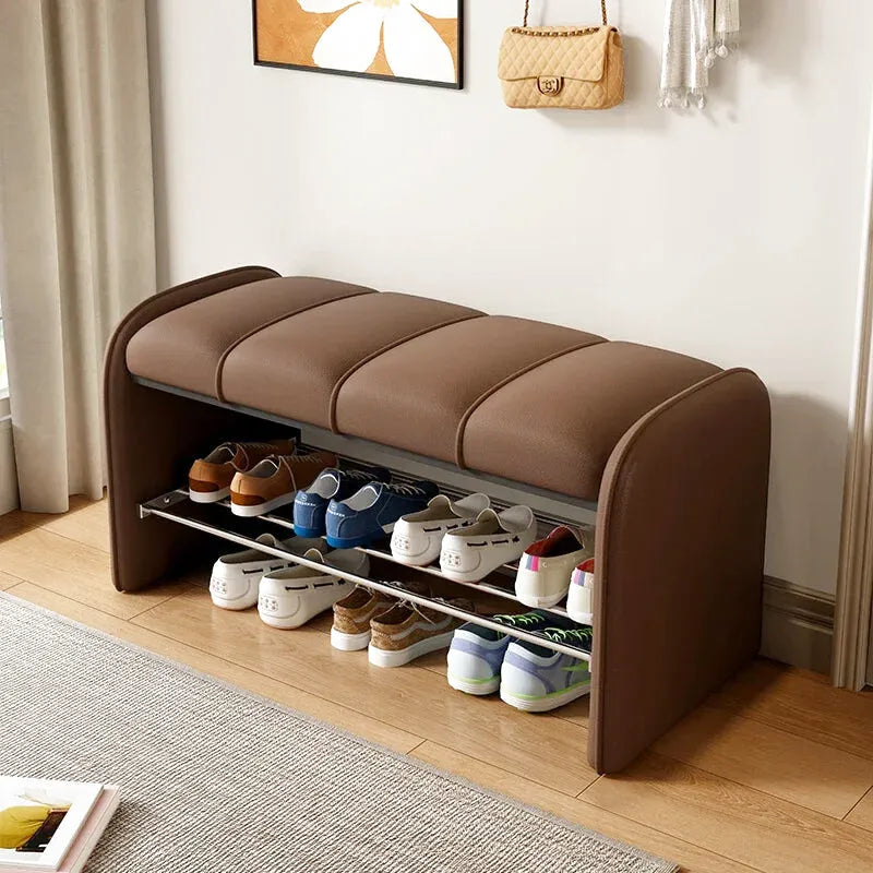 Banc à chaussures design moderne Maison Banc avec assise confortable en marron, 80 cm, pour rangement pratique et style élégant