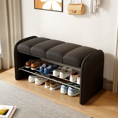 Banc à chaussures design moderne Maison Banc avec assise confortable en noir, 80 cm de long, pour rangement pratique.