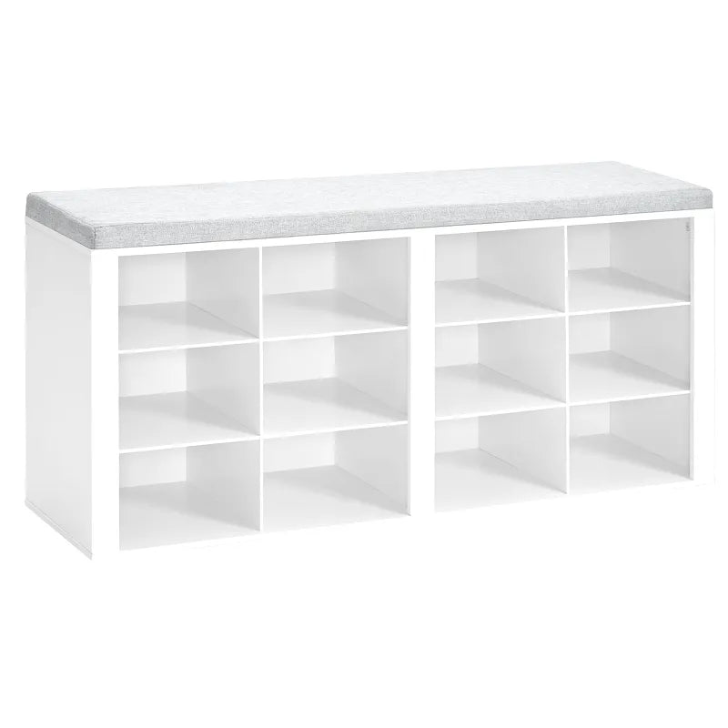 Banc à chaussures moderne avec coussin, design scandinave, en bois clair, idéal pour entrée ou chambre, par Maison Banc