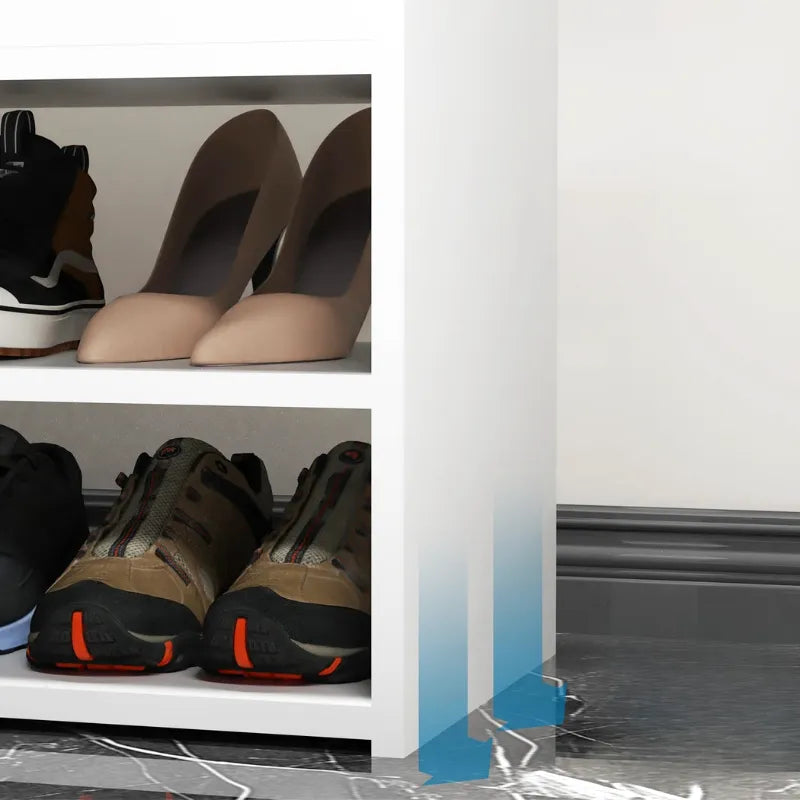 Banc à chaussures scandinave blanc et gris avec rangement à 3 niveaux et coussin confort, par Maison Banc