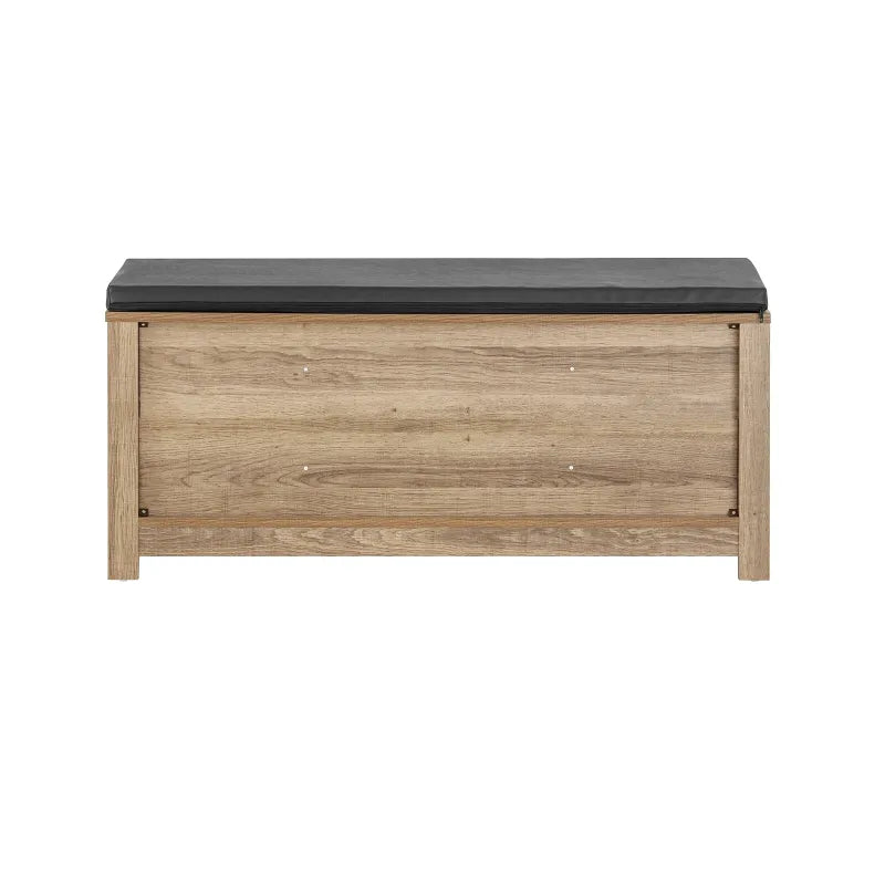 Banc à chaussures scandinave en bois naturel avec espace de rangement et assise confortable, design décoratif pour entrée ou couloir.