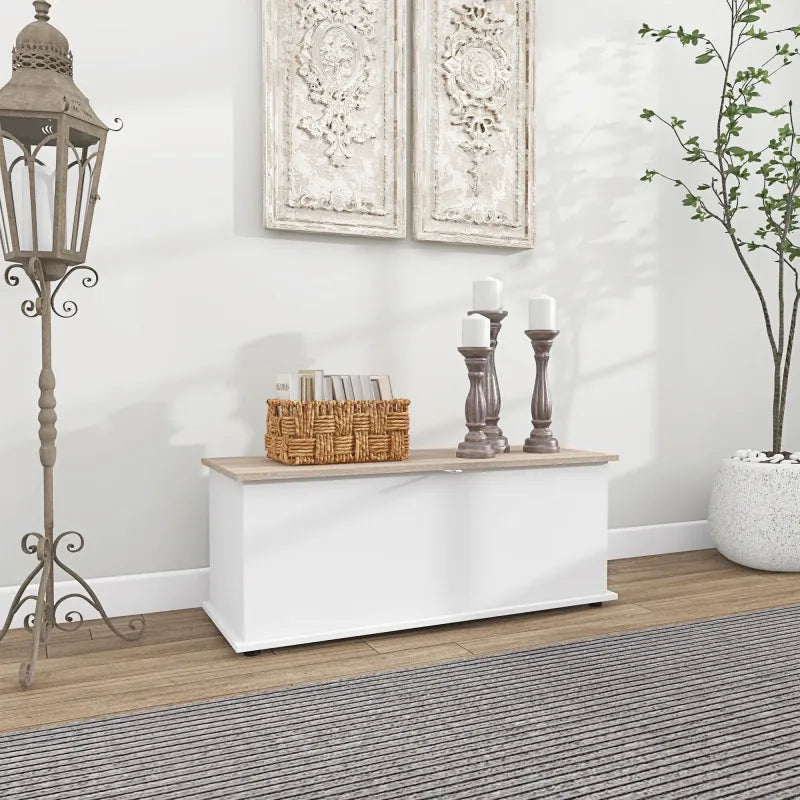Banc coffre en bois moderne de Maison Banc avec assise solide et espace de rangement spacieux pour salon ou entrée