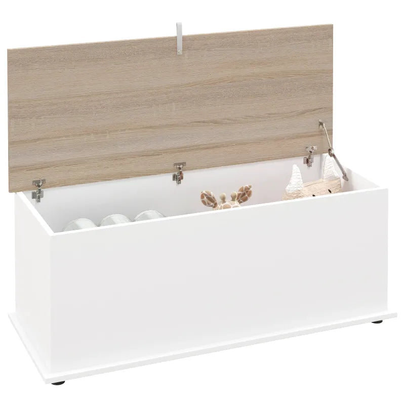 Banc coffre en bois moderne de Maison Banc avec assise solide et grand espace de rangement intégré.