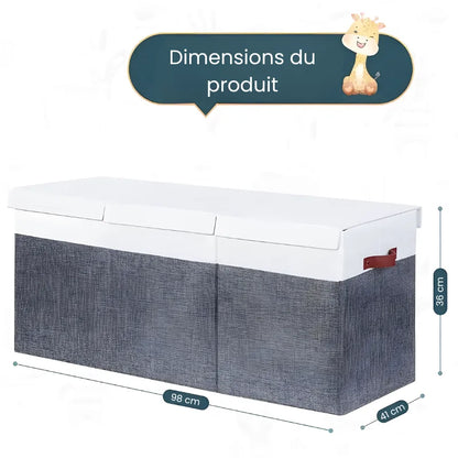 Banc coffre de rangement pliable pour enfant Maison Banc avec couvercle, design scandinave moderne, en bois clair.