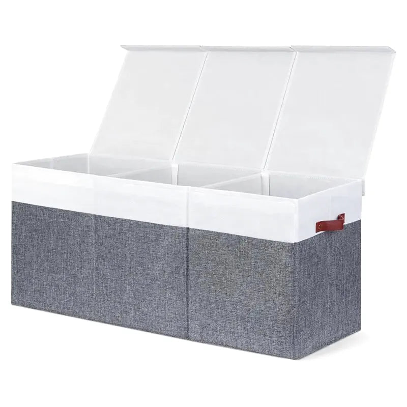 Banc coffre de rangement pliable pour enfant en bois avec couvercle, design scandinave moderne, Maison Banc.