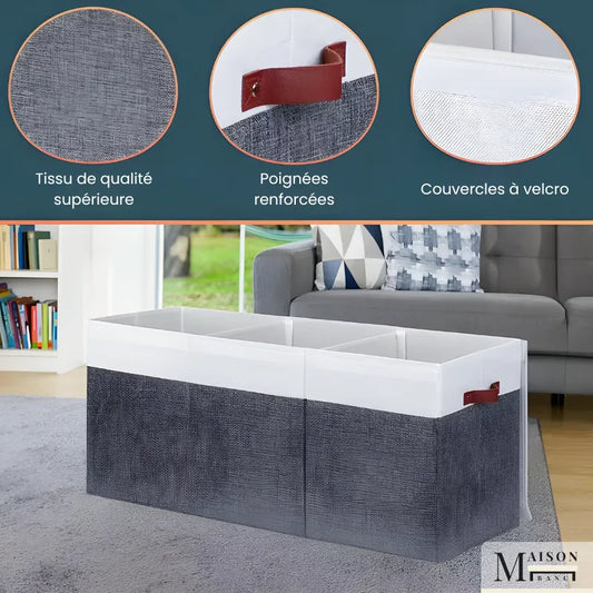 Banc coffre de rangement pliable pour enfant, design scandinave moderne avec couvercle, en bois clair, par Maison Banc