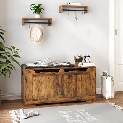 Banc coffre de rangement minimaliste en bois blanc, design épuré, mobilier Maison Banc pour salon ou entrée.