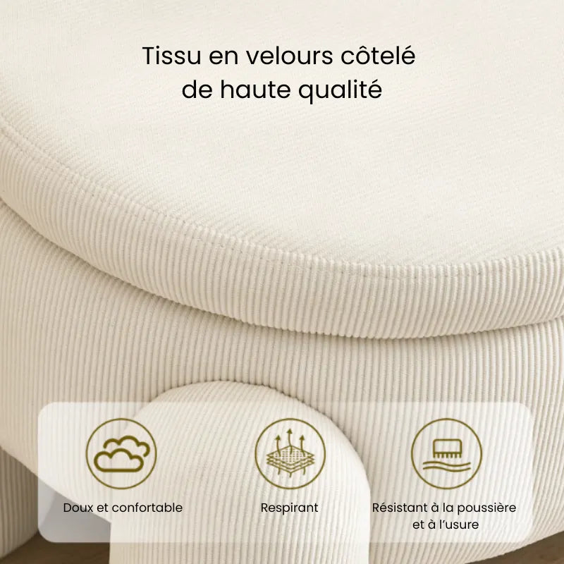 Banc coffre de rangement Ottoman beige de Maison Banc avec design moderne et élégant, idéal pour le salon ou la chambre.