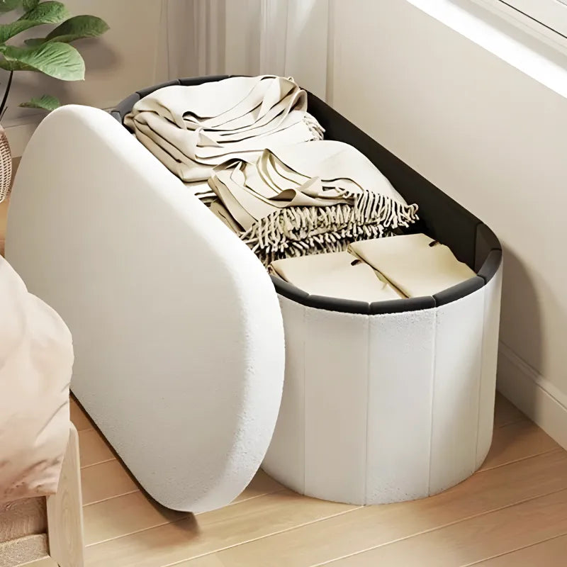 Banquette coffre de rangement pliable Maison Banc en bois marron foncé, design minimaliste et moderne pour espace de rangement élégant.