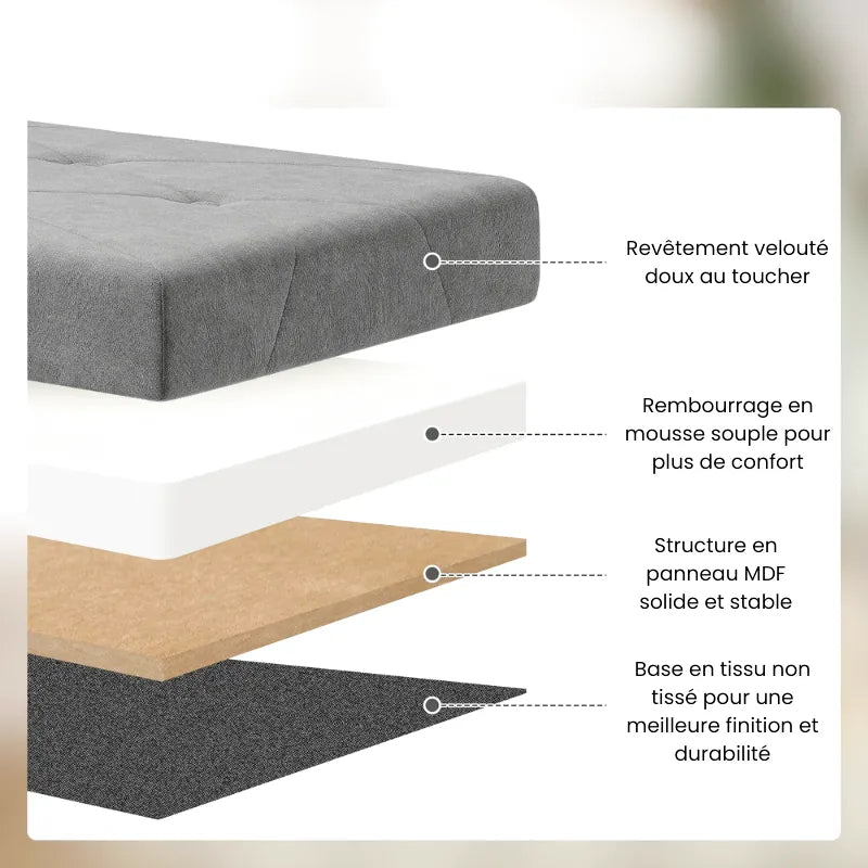 Banc coffre de rangement pliable en velours crème avec design scandinave élégant, par Maison Banc, placé dans un intérieur moderne.