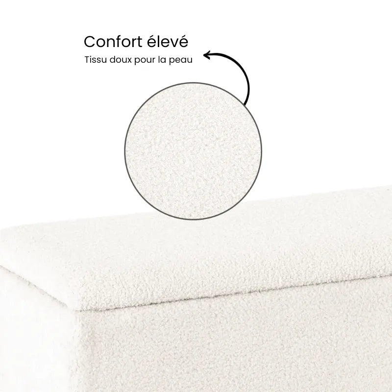 Banc coffre déco en velours Maison Banc, avec espace de rangement élégant pour objets, design moderne et stylé.