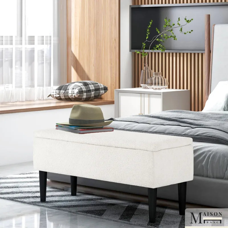Banc coffre déco en velours Maison Banc, coffre de rangement élégant et pratique pour la maison, avec tissu velours doux et moderne.