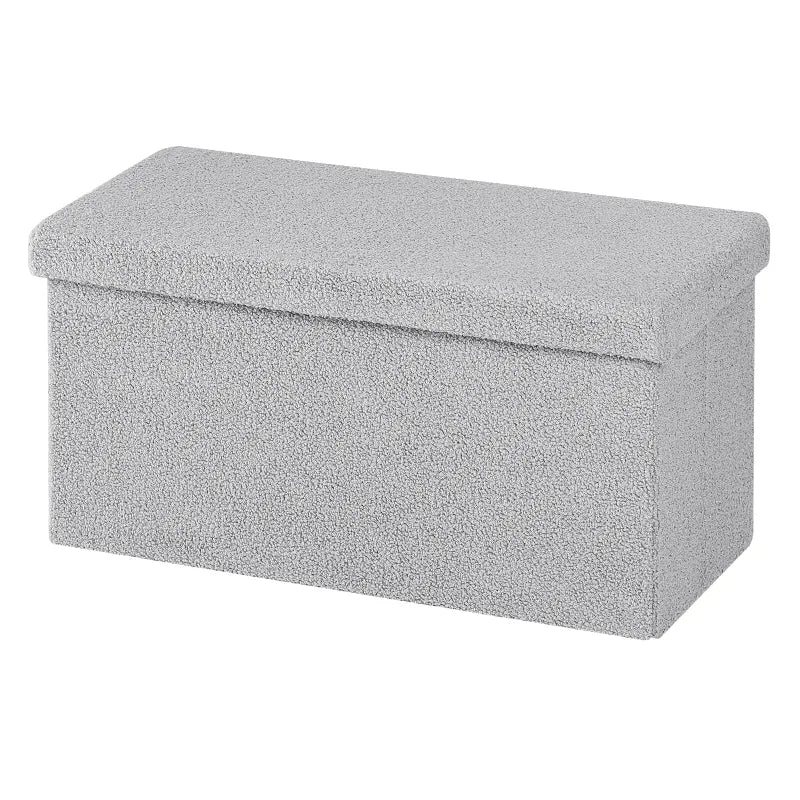 Banc coffre pliable en tissu Teddy de Maison Banc avec design scandinave, capacité de rangement de 80L, idéal pour intérieur élégants