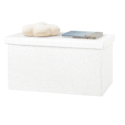 Banc coffre pliable en tissu Teddy, design scandinave, avec espace de rangement de 80L, par Maison Banc.