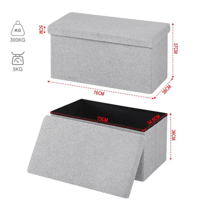Banc coffre pliable en tissu Teddy de Maison Banc avec design scandinave, capacité de rangement 80L, idéal pour la décoration intérieure