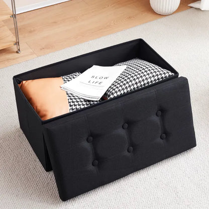 Banc coffre pliable noir avec assise confortable, design décoratif et pratique pour intérieur ou extérieur, par Maison Banc