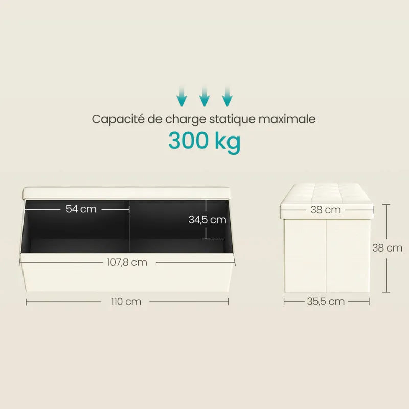 Banquette coffre scandinave pliable beige de Maison Banc, design minimaliste et décoratif pour espace intérieur.