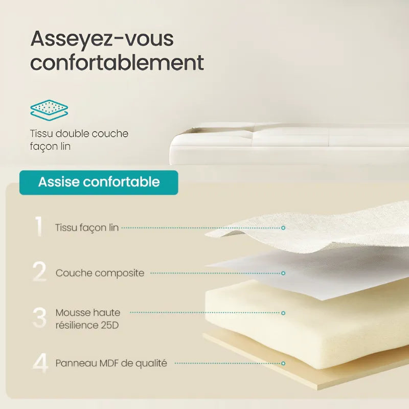 Banc coffre pliable scandinave beige de Maison Banc, design minimaliste et décoratif pour salon ou entrée