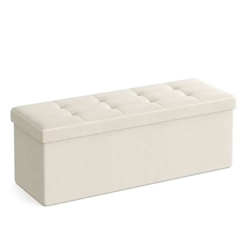 Banquette coffre scandinave pliable beige de Maison Banc, design minimaliste et décoratif pour intérieur moderne.