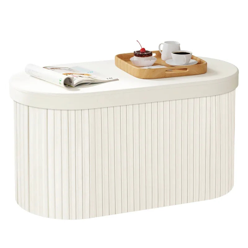 Banc coffre en velours blanc avec rangement pliable, design moderne et décoratif, idéal pour salon ou chambre.