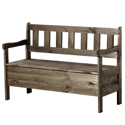 Banc de jardin classique en bois avec coffre de rangement discret, conçu par Maison Banc, pour espace extérieur élégant et pratique.