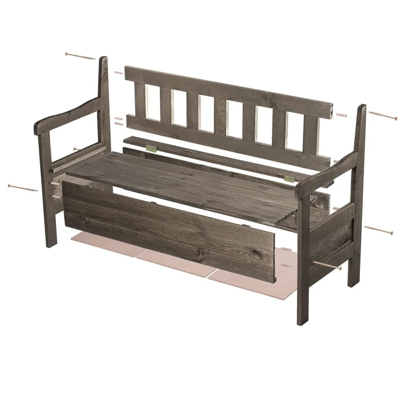 Banc de jardin classique en bois avec coffre intégré pour rangement discret, fabriqué par Maison Banc.