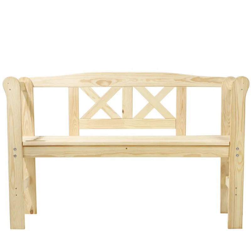 Banc de jardin classique en bois de pin de la marque Maison Banc avec assise conviviale, idéal pour extérieur.
