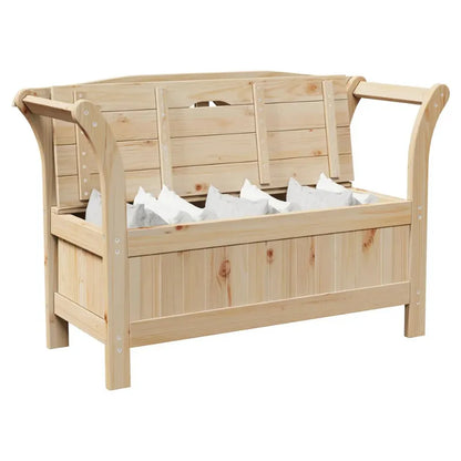 Banquette de jardin en pin Maison Banc avec coffre, design classique, assise robuste et espace de rangement intégré.
