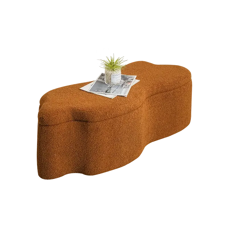 Tabouret d'entrée beige Maison Banc, design nuage Wabi-Sabi, style ottoman, 60 cm, confortable et élégant.