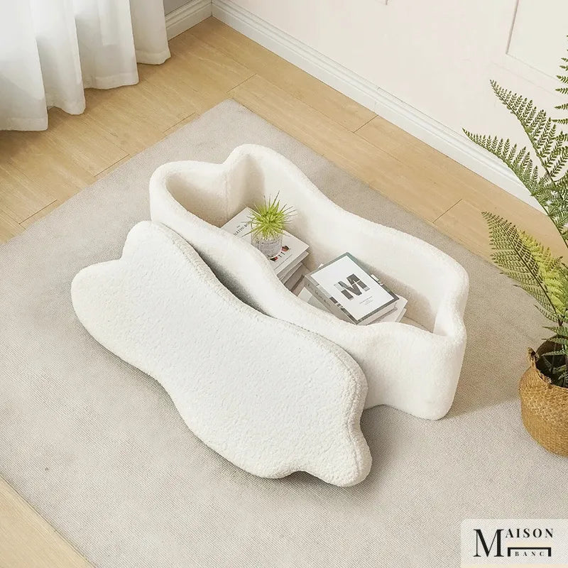 Banquette d'entrée design Nuage Wabi-Sabi de Maison Banc, style ottoman beige, 60 cm, look moderne et épuré.