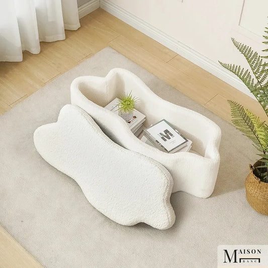 Banquette d'entrée design Nuage Wabi-Sabi de Maison Banc, style ottoman beige, 60 cm, look moderne et épuré.