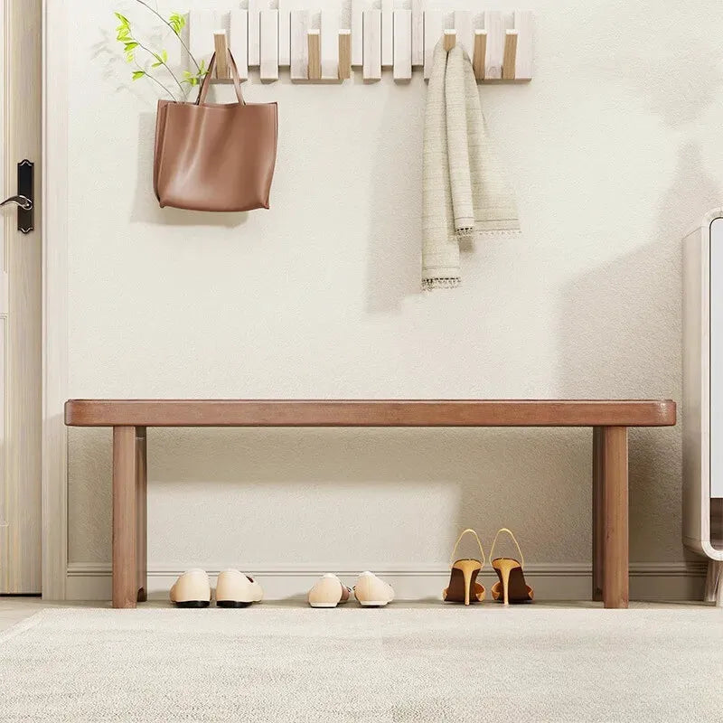 Banquette d'entrée en bois massif de 60 cm, design minimaliste moderne, par Maison Banc, mobilier élégant et fonctionnel.
