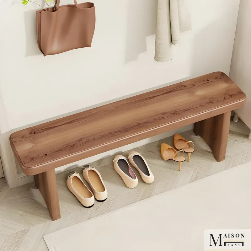 Banquette d'entrée en bois massif de style minimaliste moderne, 60 cm de long, par Maison Banc.